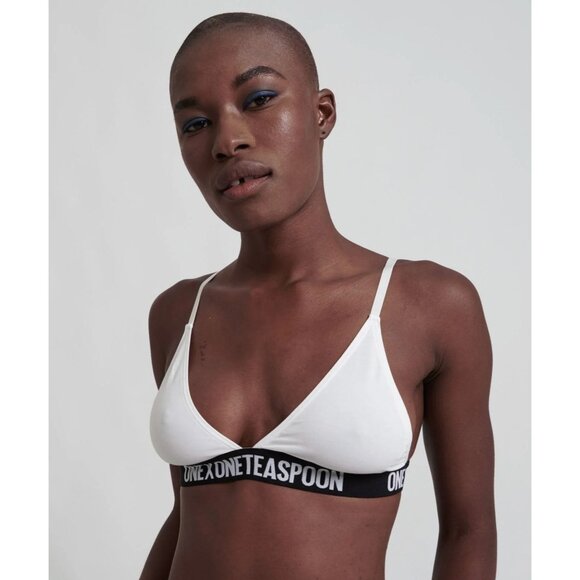 One Teaspoon ONE X Classic White Logo Triangle Bralette Size XXS C/D New with Ta - Picture 2 of 5